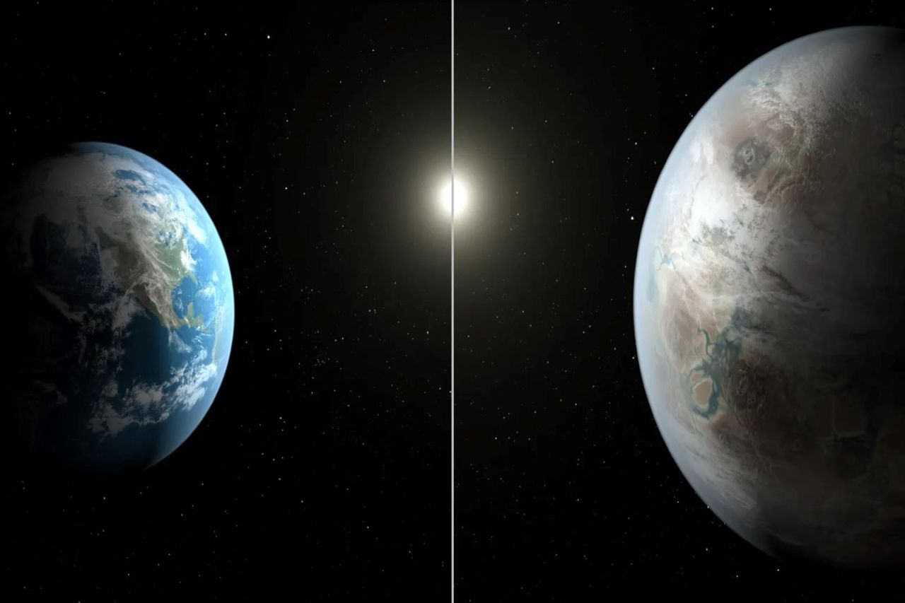 Representación artística de un planeta del tamaño de la Tierra que orbita en la zona habitable de una estrella similar al Sol. Crédito: NASA