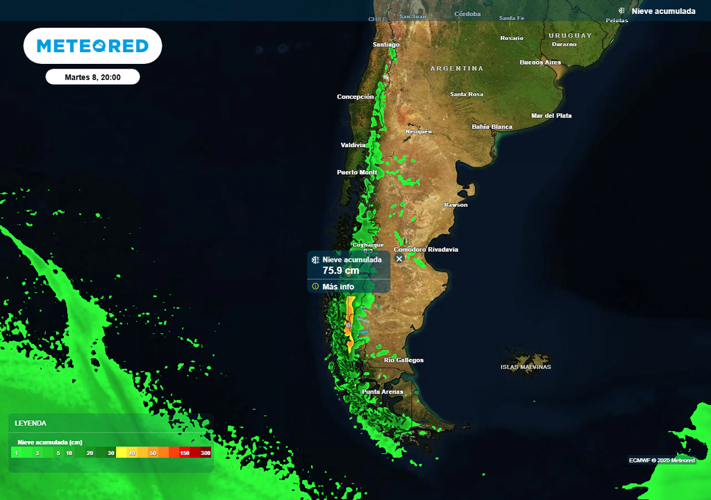 Sistema frontal, zona austral, Chile, Meteored