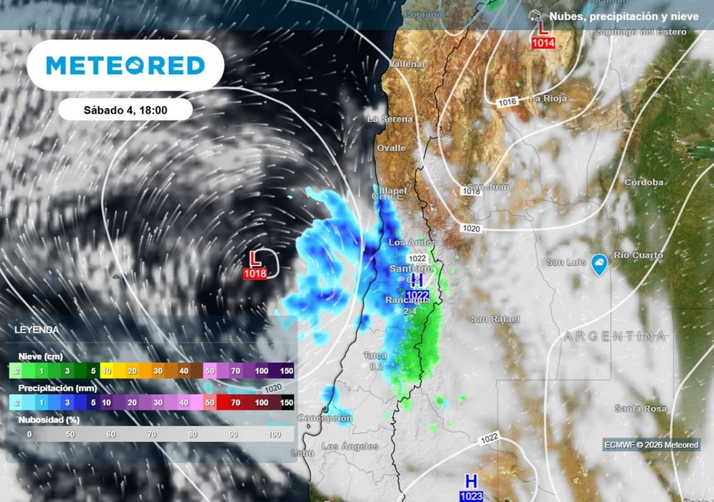 Ciclón extratropical Imponente baja presión promete traer nuevamente las precipitaciones al centro del país desde este sábado.