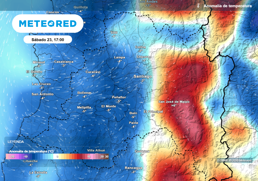 La RM se divide en dos el fin de semana: temperaturas bajo lo normal en los valles y sobre los promedios en la cordillera.