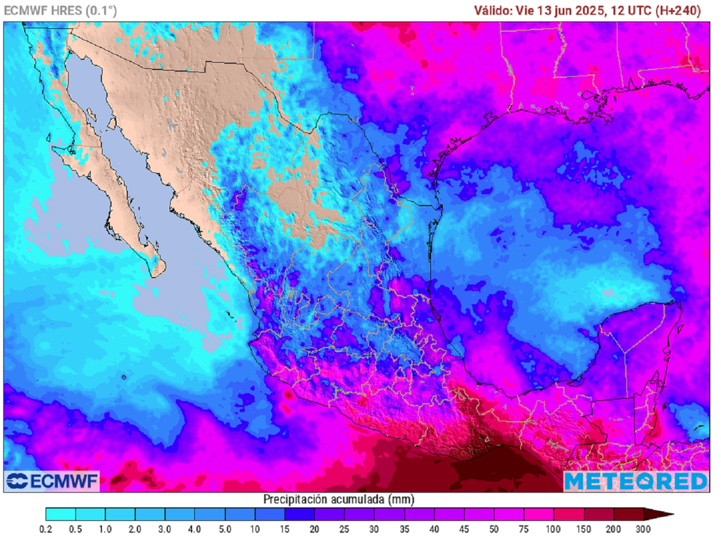 Pronóstico de lluvias acumuladas en milímetros
