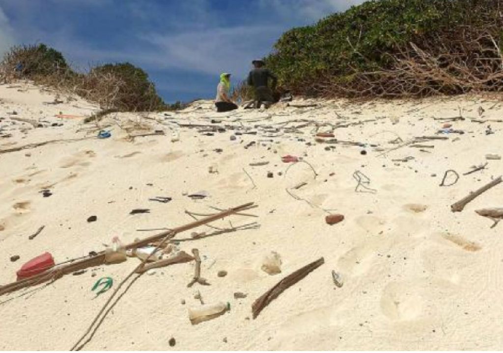basura plástico en playa