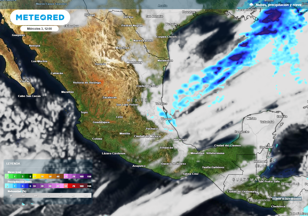 Frente frío 22 recorriendo el Golfo de México