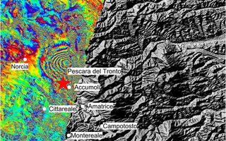 Desplazamientos del terremoto de Italia visto por Sentinel-1