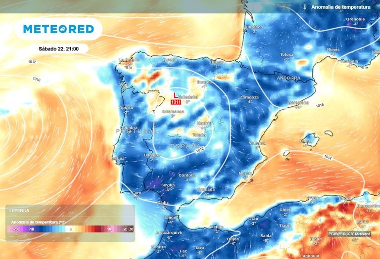 Desplome de hasta 10 &ordm;C: entre hoy y ma&ntilde;ana el aire de origen polar tambi&eacute;n se notar&aacute; en las comunidades mediterr&aacute;neas