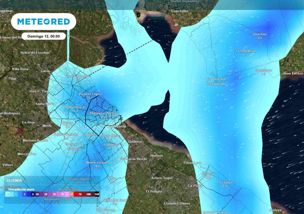 Mapa precipitaciones Para la noche del sábado y la madrugada del domingo se esperan precipitaciones débiles. Indispensable consultar el pronóstico antes de zarpar.