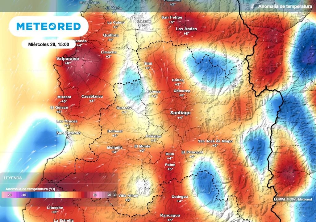 El día más caluroso de la semana se espera que sea el miércoles, debido al alza térmica que vivirá producto de la influencia de una dorsal en altura.
