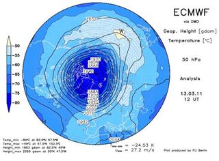 Destrucción de ozono en el Ártico en el límite de su record histórico