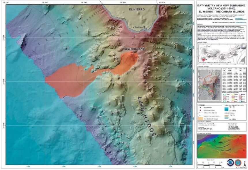Mapa del estado del volcán submarino de El Hierro