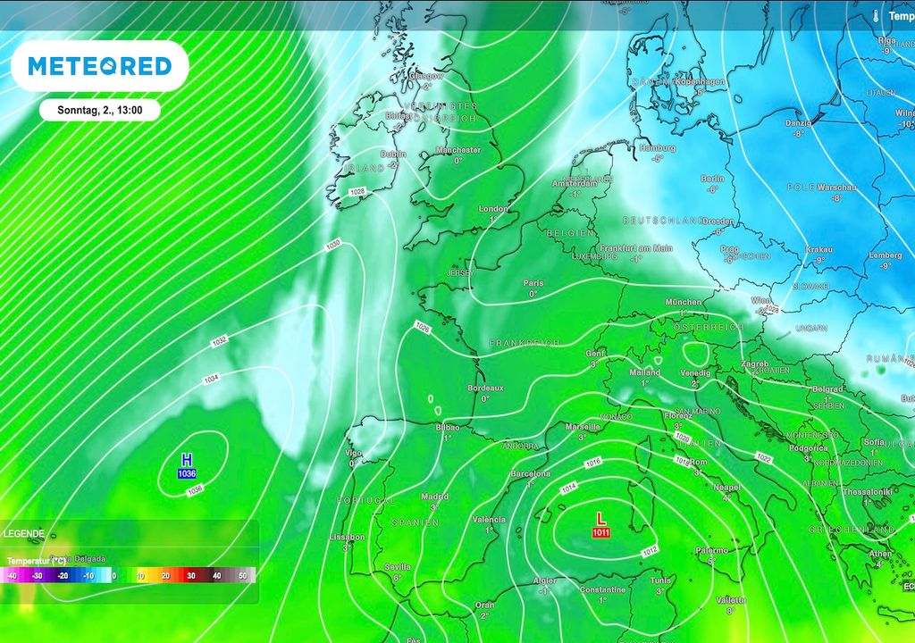 Azorenhoch, Hochdruckkeil, europäisches Festland