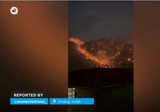 ¡Devastador incendio forestal en Dirang, India! Imágenes muy impactantes de las montañas ardiendo