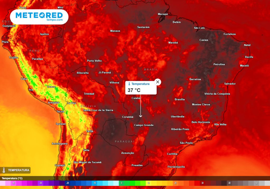Previsão de temperaturas máximas para a tarde de quinta-feira (14) Previsão de temperaturas máximas para a tarde de quinta-feira (14)