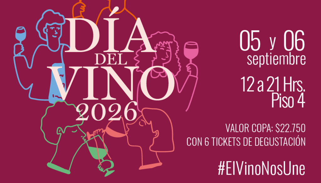 Vinos de Chile en el MUT 2026. El Mercado Urbano Tobalaba invita a degustar vinos de diferentes valles vitivinícolas del país. Crédito: mut.cl.