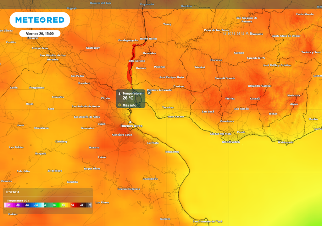 La temperaturas oscilarán entre los 18 y 26 °C, este viernes sobre el AMBA.