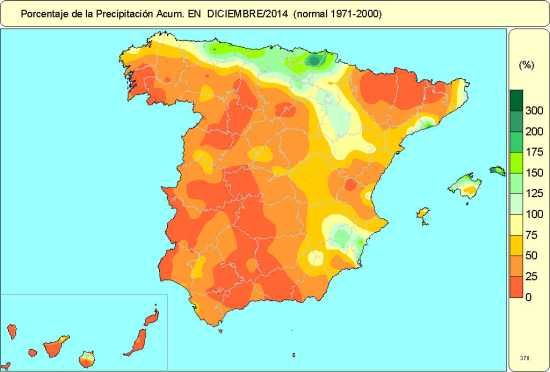 Diciembre 2014: Seco Y Normal En Temperaturas Precipitaciones diciembre 2014