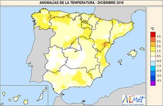 Diciembre de 2018 en España: cálido y muy seco