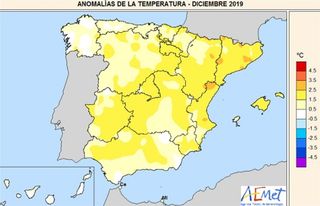 Diciembre de 2019 en España: muy cálido y húmedo
