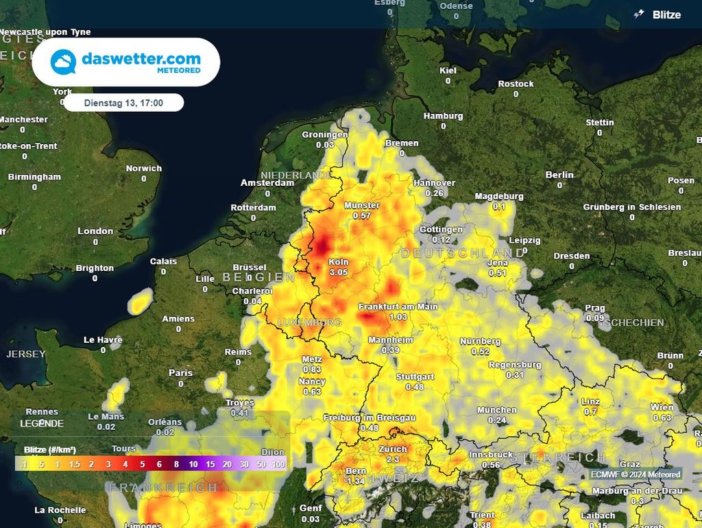 gewitter, dienstag, deutschland