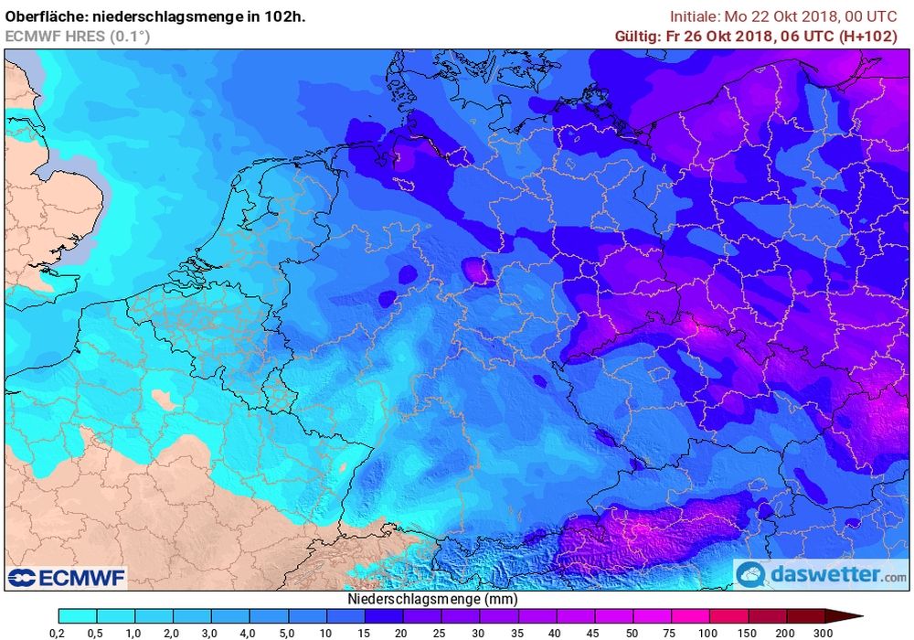 Regenmengen bis Freitagabend