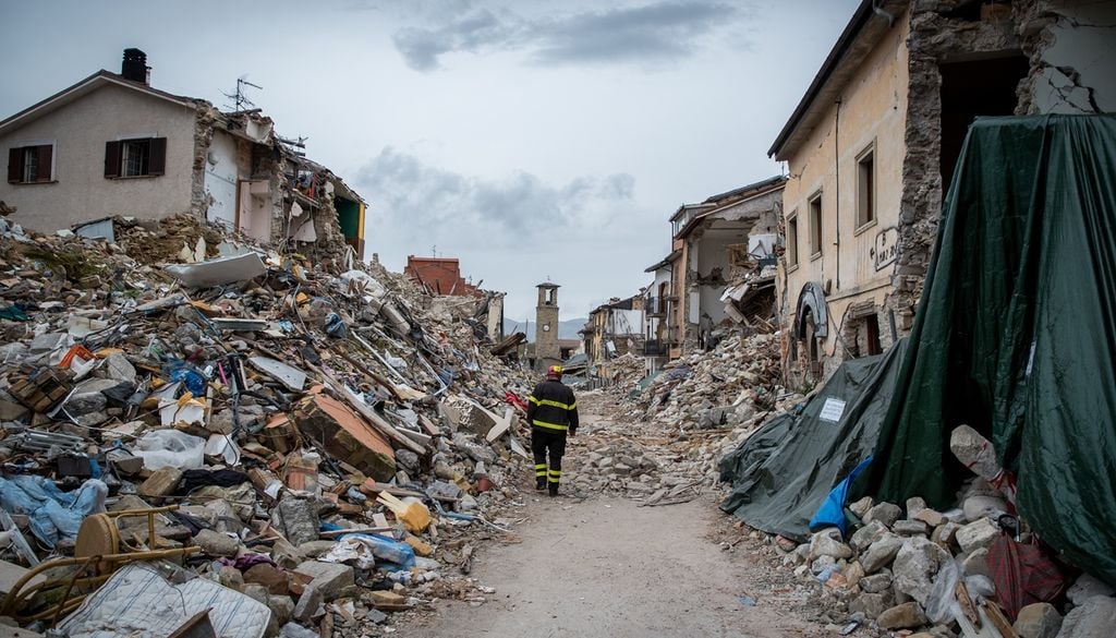 terremoto amatrice Amatrice devastata dal sisma del 24 agosto 2016. Nella cittadina appenninica ci furono centinaia di morti.