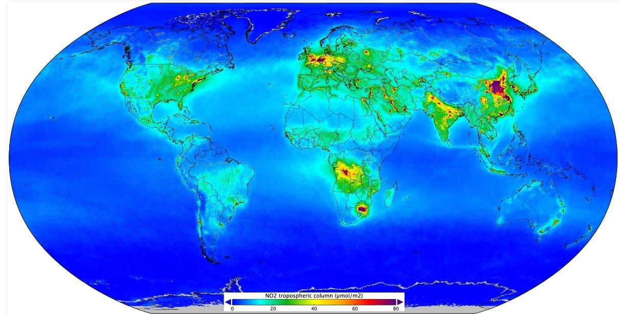 Dióxido de nitrógeno a nivel global