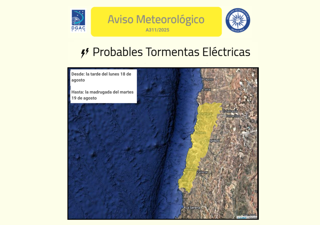 aviso por tormentas eléctricas