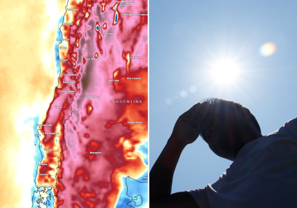 Anomalía de temperatura prevista y persona bajo el Sol intenso