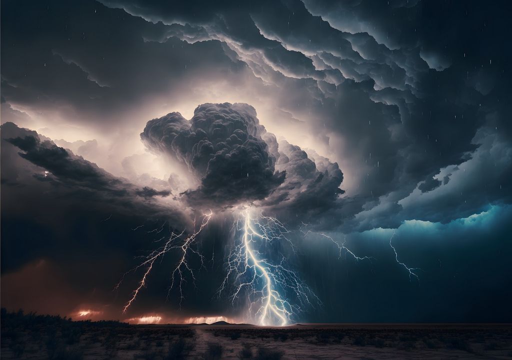 Nube de tormenta de la que salen rayos