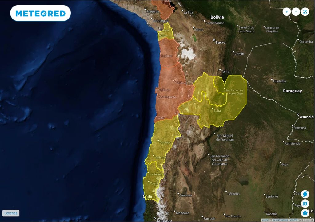 Avisos y alertas vigentes para Chile y el mundo en el visor de Meteored