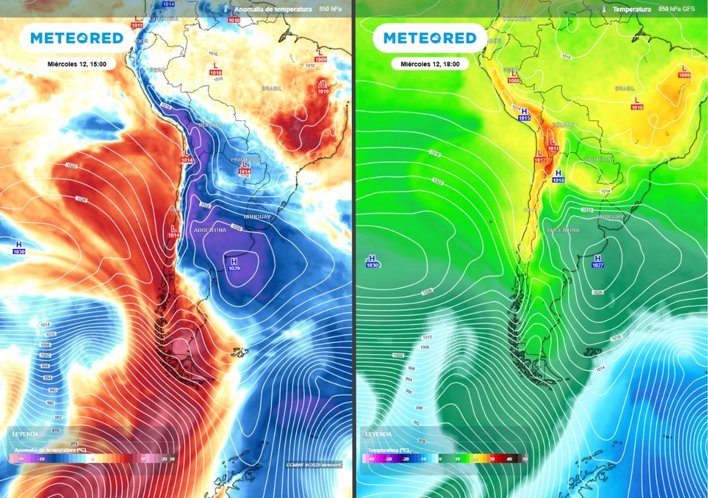 mapas de anomalía de temperaturas y temperatura en altura
