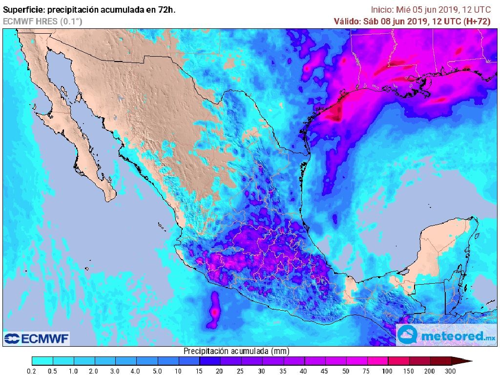 Modelo ECMWF. Precipitaciones acumuladas próximas 72 horas