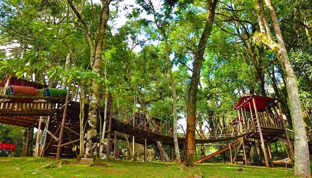 O Parque Oschin oferece várias atrações em meio à natureza para a família, com mega playground, trilhas e fazendinha. Crédito: Divulgação.
