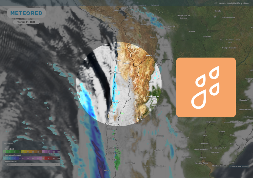 Precipitaciones moderadas a fuertes en el sector costero de la Región de Antofagasta, desde Paposo hacia el sur.