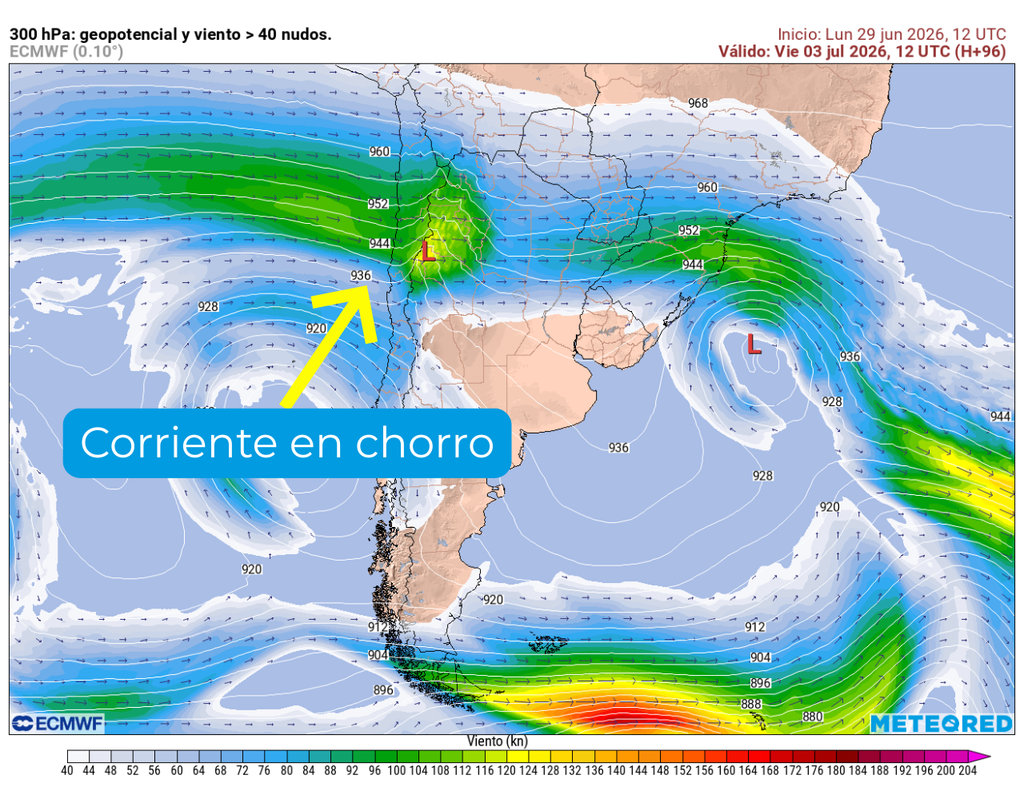 La corriente en chorro se intensificará sobre el norte de Chile entre el martes 30 de junio y el viernes 3 de julio, favoreciendo viento normal a moderado entre Tarapacá y Coquimbo. En la cordillera de Atacama las rachas podrían alcanzar 70 a 90 km/h, mientras que en Antofagasta no se descartan tormentas de arena.
