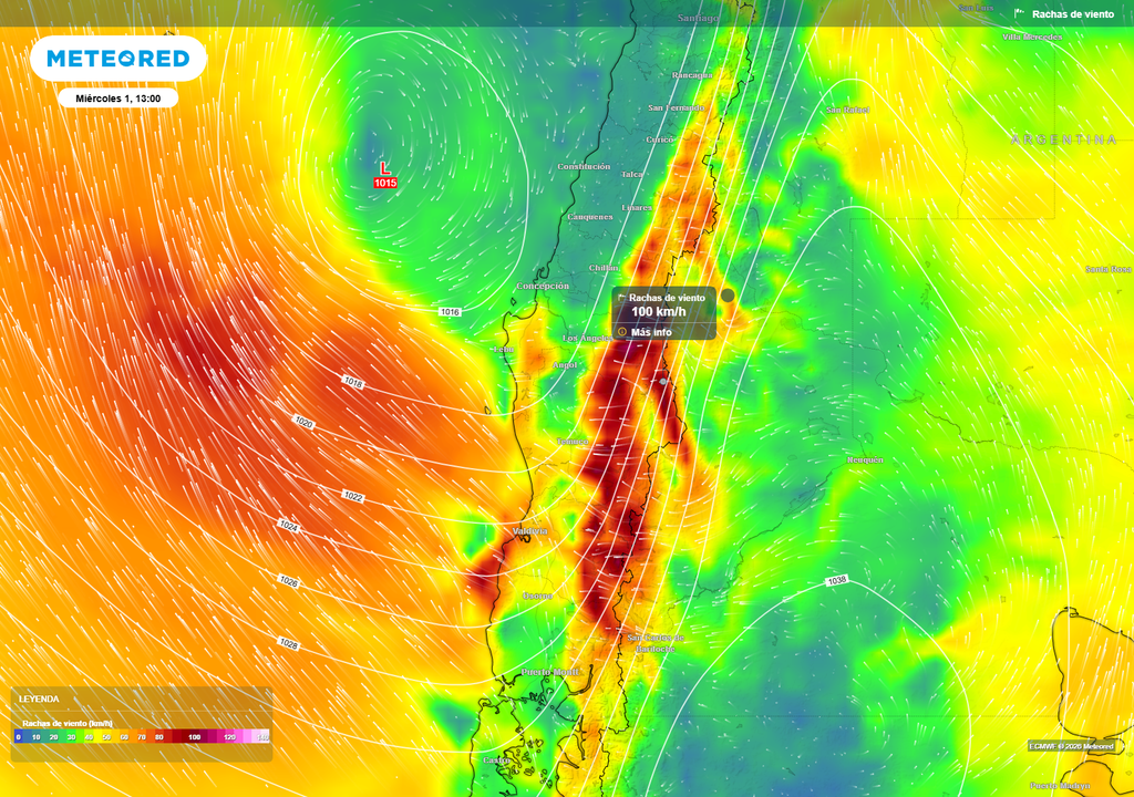 La alerta meteorológica AA81/2026 advierte viento moderado a fuerte por una baja segregada entre la madrugada y la noche del miércoles 1 de julio. El evento afectará la precordillera y cordillera de Biobío, La Araucanía y Los Ríos, con viento este —Raco o Puelche— y rachas que podrían alcanzar los 100 km/h.