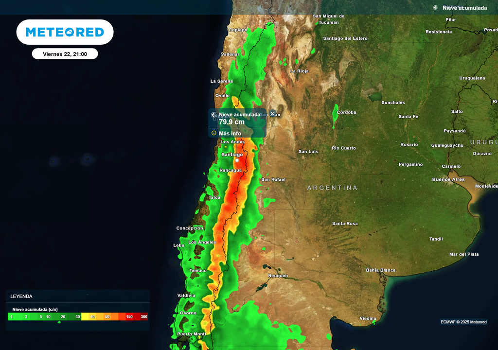 mapa de nieve acumulada. mapa de nieve acumulada.