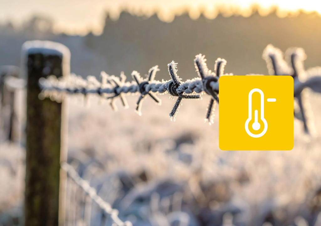 reja escarchada y símbolo de temperaturas negativas