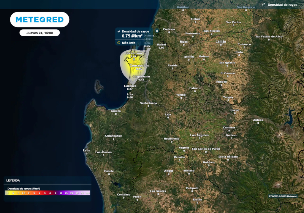 mapa de densidad de rayos.