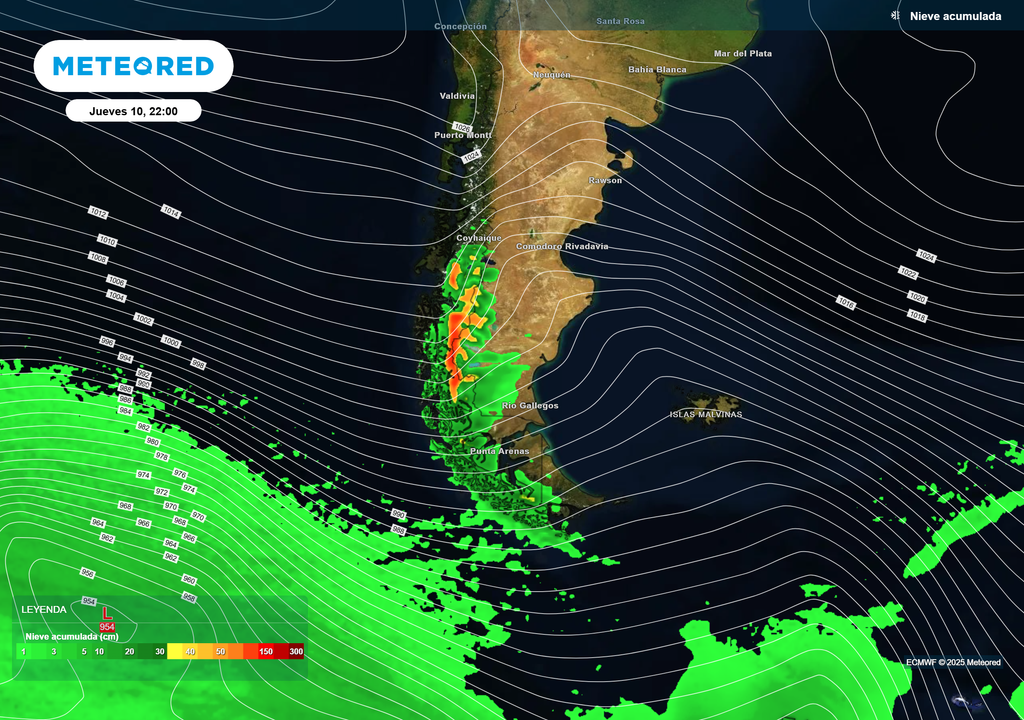 mapa de nieve acumulada. mapa de nieve acumulada.