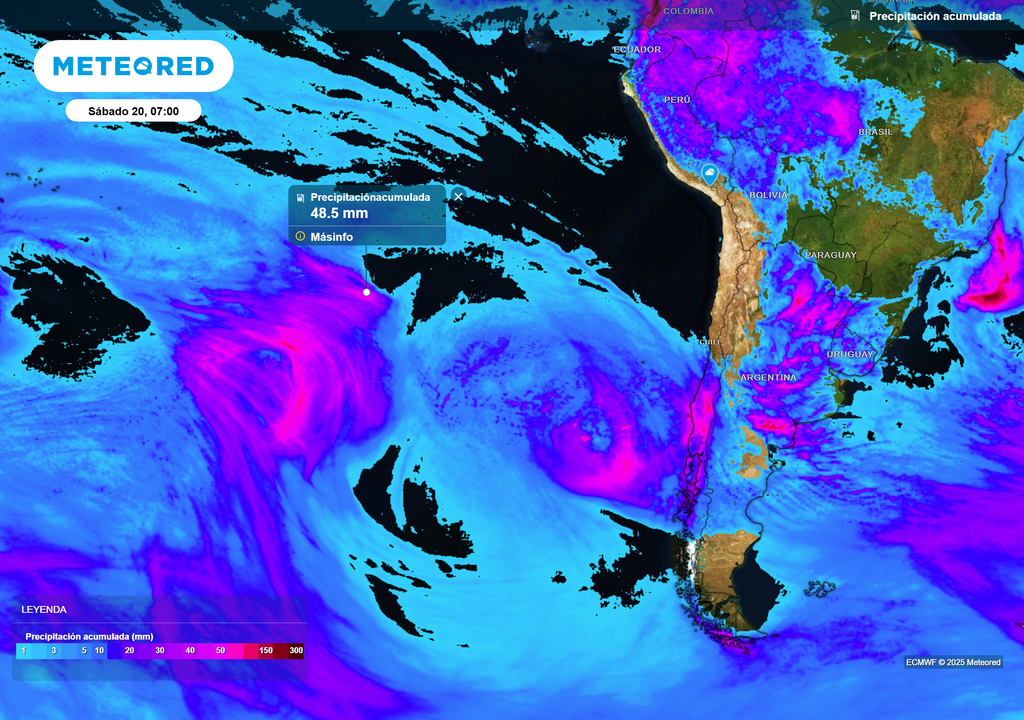 mapa de precipitación acumulada.
