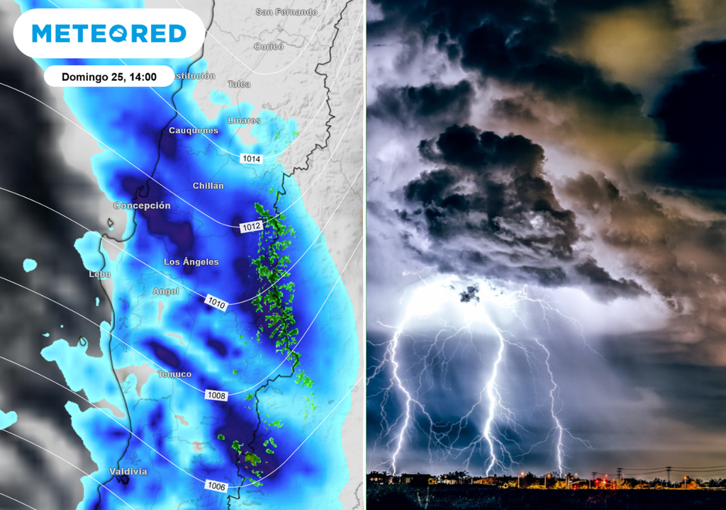 Tormentas eléctricas, lluvias intensas y nubes con potencial tornádico marcan el paso del sistema frontal por Chile.