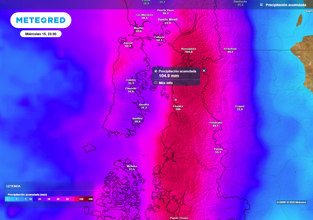 DMC avisa por lluvias en la Región de Los Lagos, Meteored, Chile
