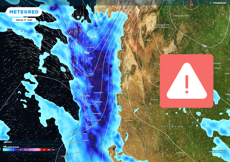 DMC emite Alarma Meteorol&oacute;gica: hasta 180 mm de lluvia podr&iacute;an caer entre Coquimbo y la RM en 72 horas