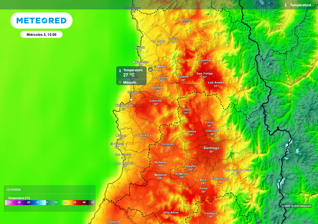 Mapa de temperaturas.