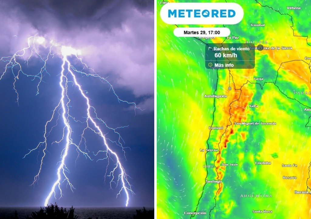 tormentas y viento fuerte Tormentas eléctricas y fuertes rachas de viento marcarán el inicio de semana en distintas zonas de Chile, según avisos vigentes de la DMC.