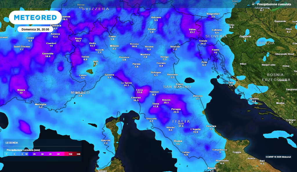 Temporali, localmente di forte intensità, si registreranno al Nord Il Centro-Nord italiano con gli accumuli più importanti