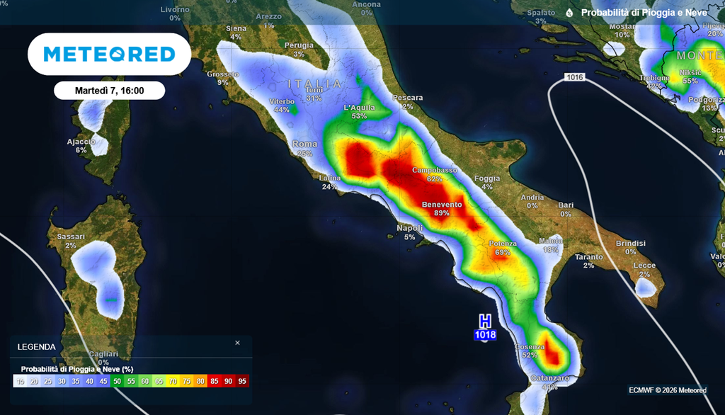 Temporali pomeridiani martedì 7 luglio 2026.