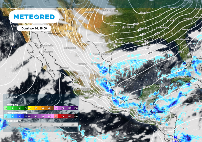 Domingo, 14 de diciembre: frente frío 21 y nueva masa de aire, traen viento fuerte, lluvia y enfriamiento de temperatura