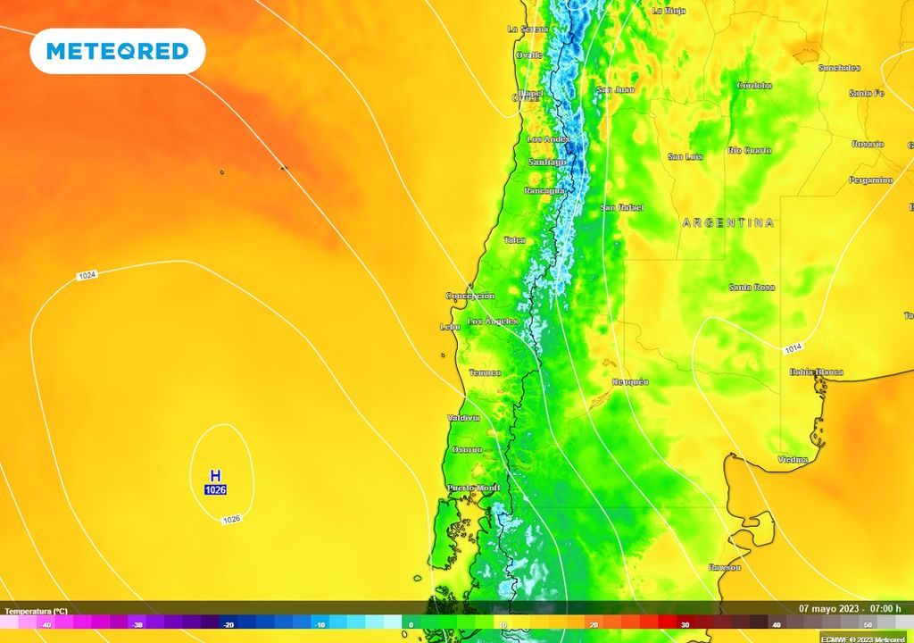 Temperaturas previstas; modelo ECMWF