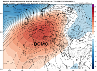 Un domo o cúpula de calor de récord histórico se situará sobre gran parte de España: primera ola de calor de 2025